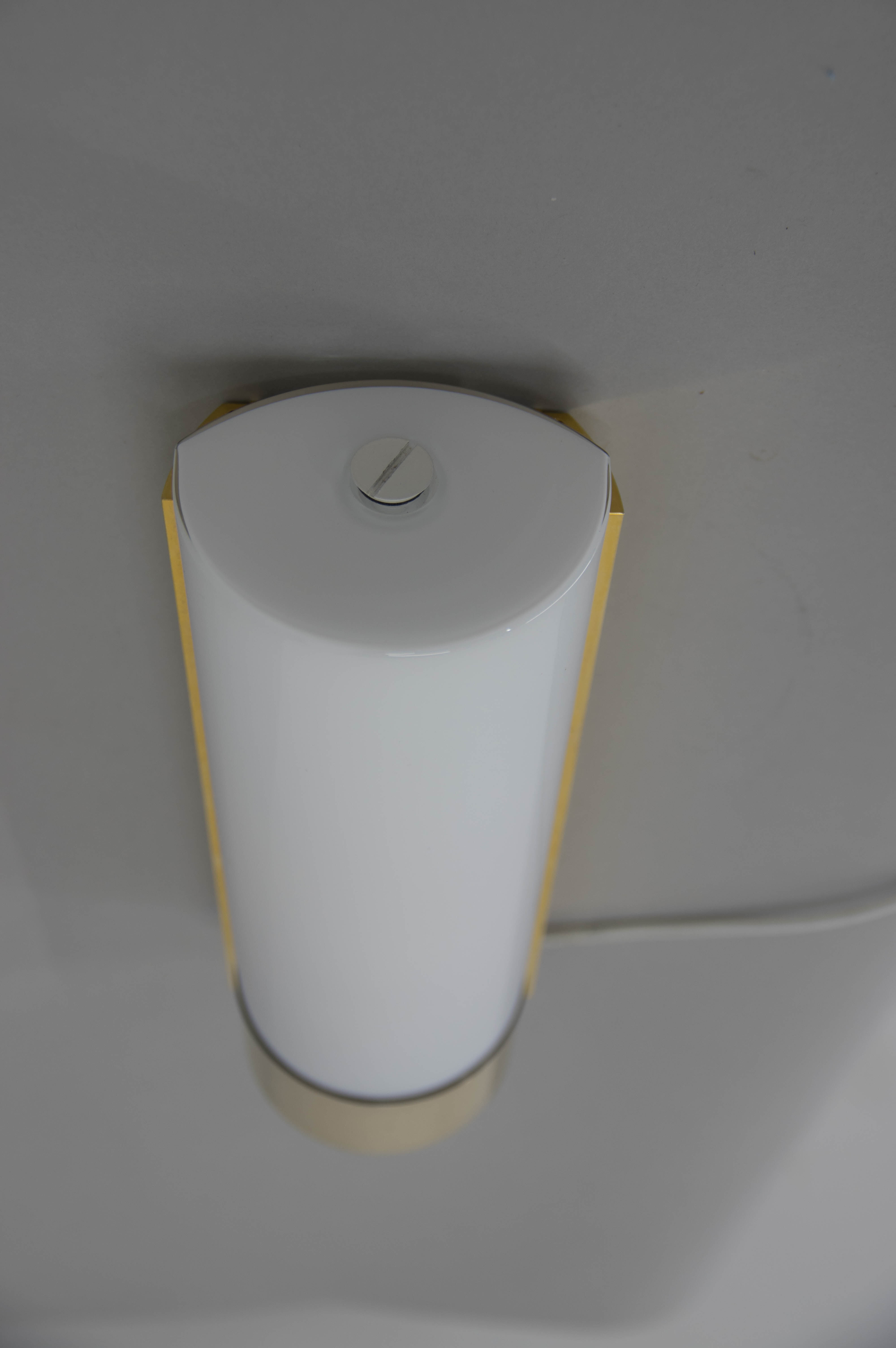 Brass and opaline glass wall lamp, glashutte limburg, 1970s