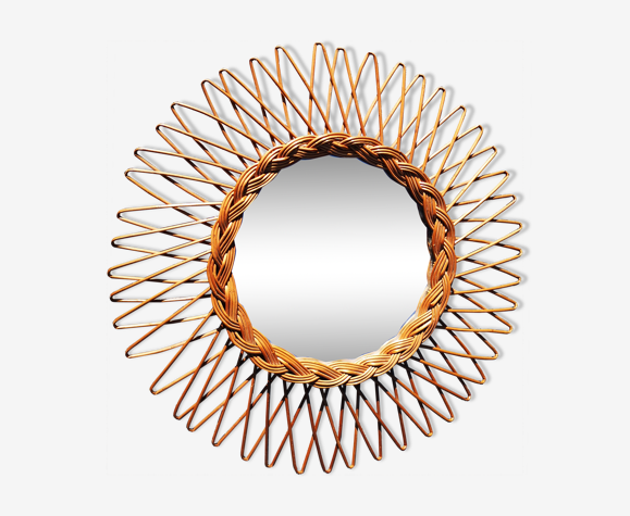 Miroir soleil rotin
