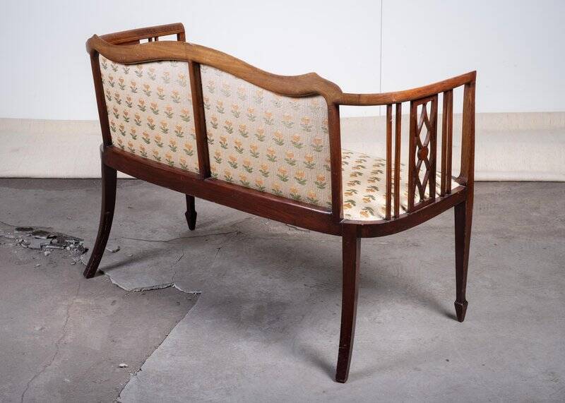 Art Nouveau Two-Seater Canapé or Bench in Mahogany, Early 1900s