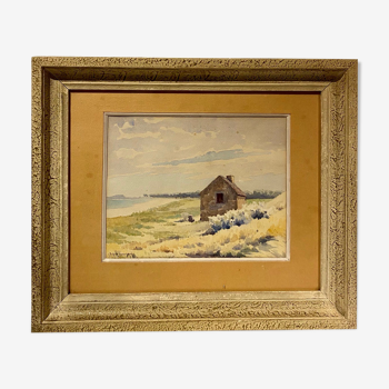 Old painting, landscape, signed Andrée Bouchard 50s