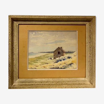 Tableau ancien , paysage,  signé Andrée Bouchard  années 50