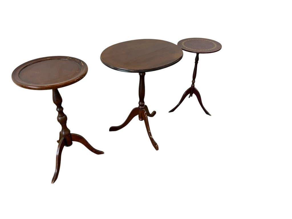 Table d'appoint ronde vintage en bois / guéridon / support