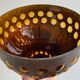 Mid Century caged glass & copper hanging lamp / pendant
