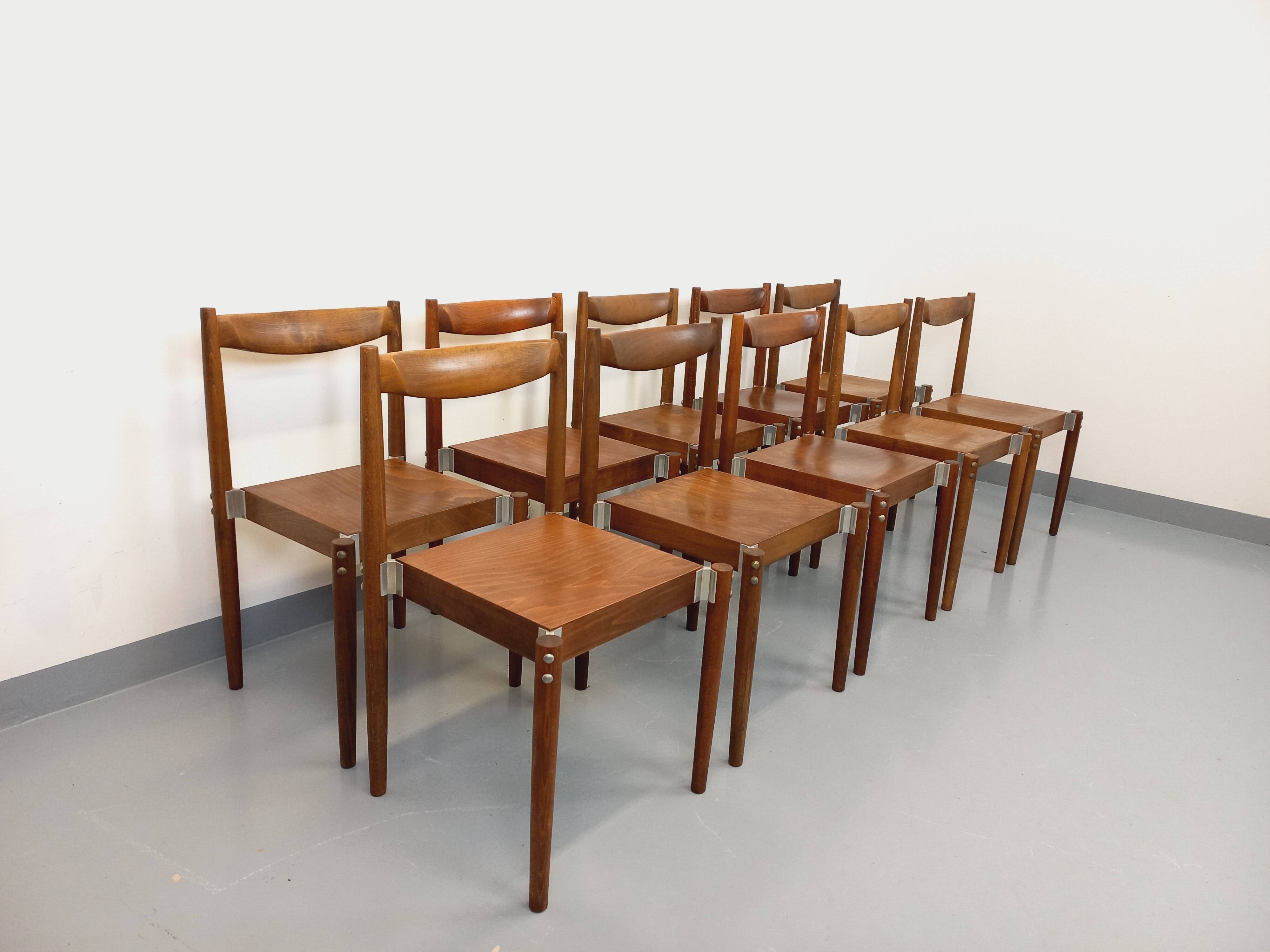 Set of 8 stackable chairs from the Czech manufacturer Bukoza
