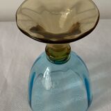 5 glasses in amber and blue crystal George Sand diabolos 19th century