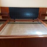 Scandinavian bed in rosewood with built-in bedside