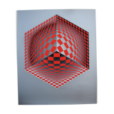Sérigraphie signée numérotée op art cinétique argenté Victor Vasarely