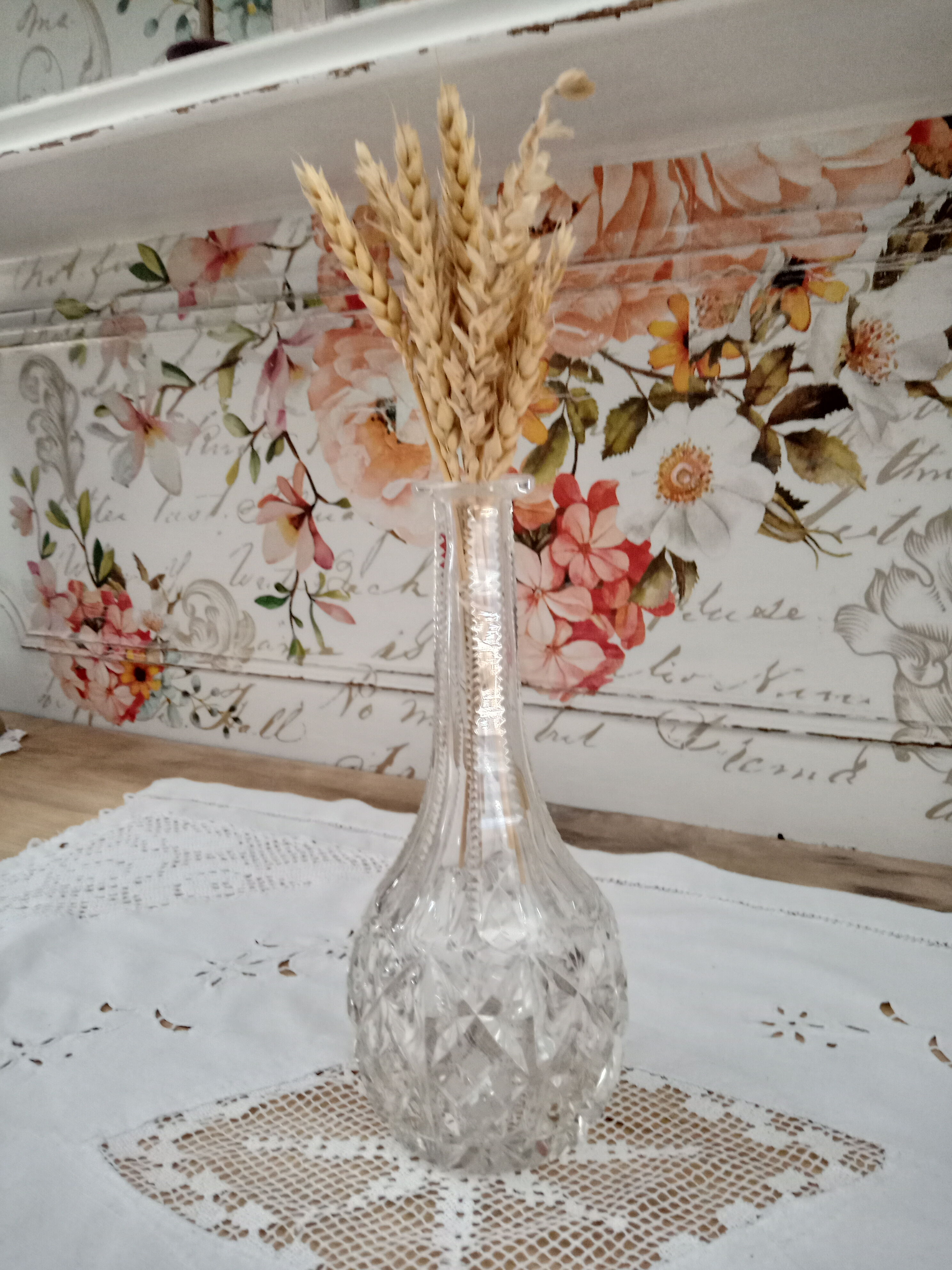 Carafe, vase, vintage soliflore cut glass