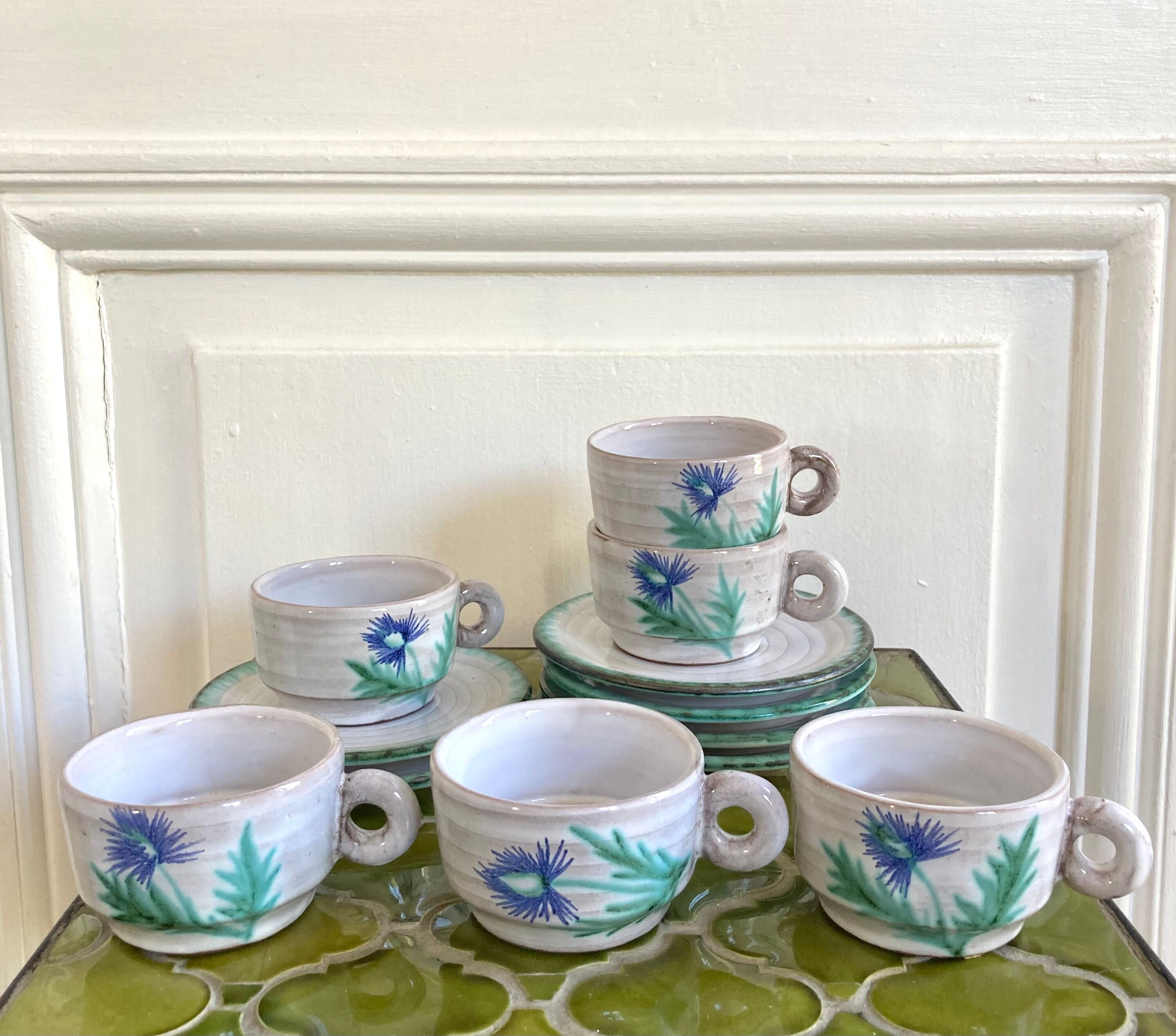 Ceramic mugs 70 hand-painted thistles