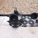 Pair of black wrought iron wall sconces - neo-Gothic style - from the 1950s