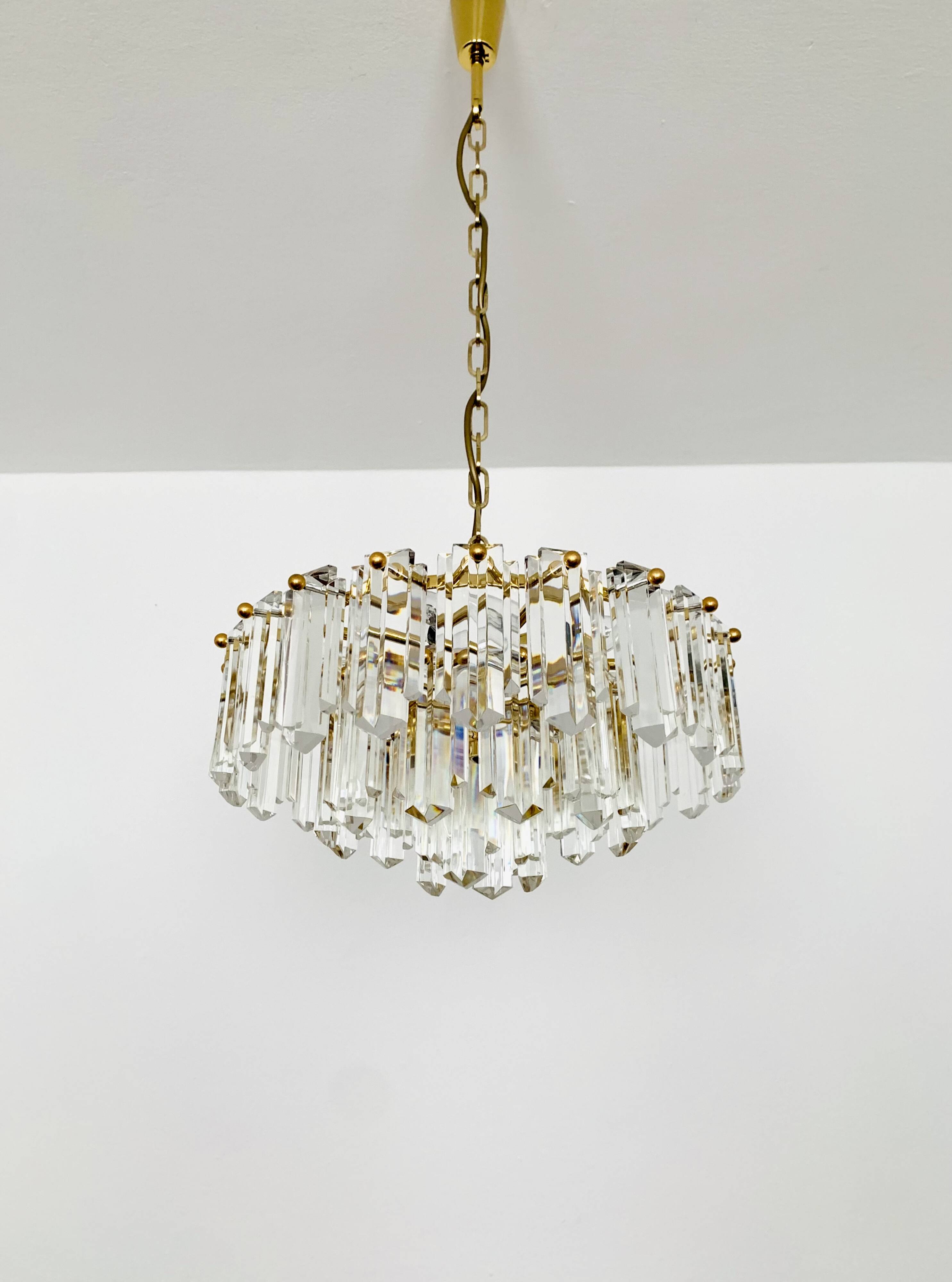 1 of 2 Crystal Glass Chandelier by J.T. Kalmar