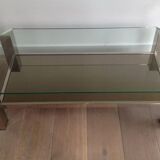 Chromed coffee table with glass tops and mirror