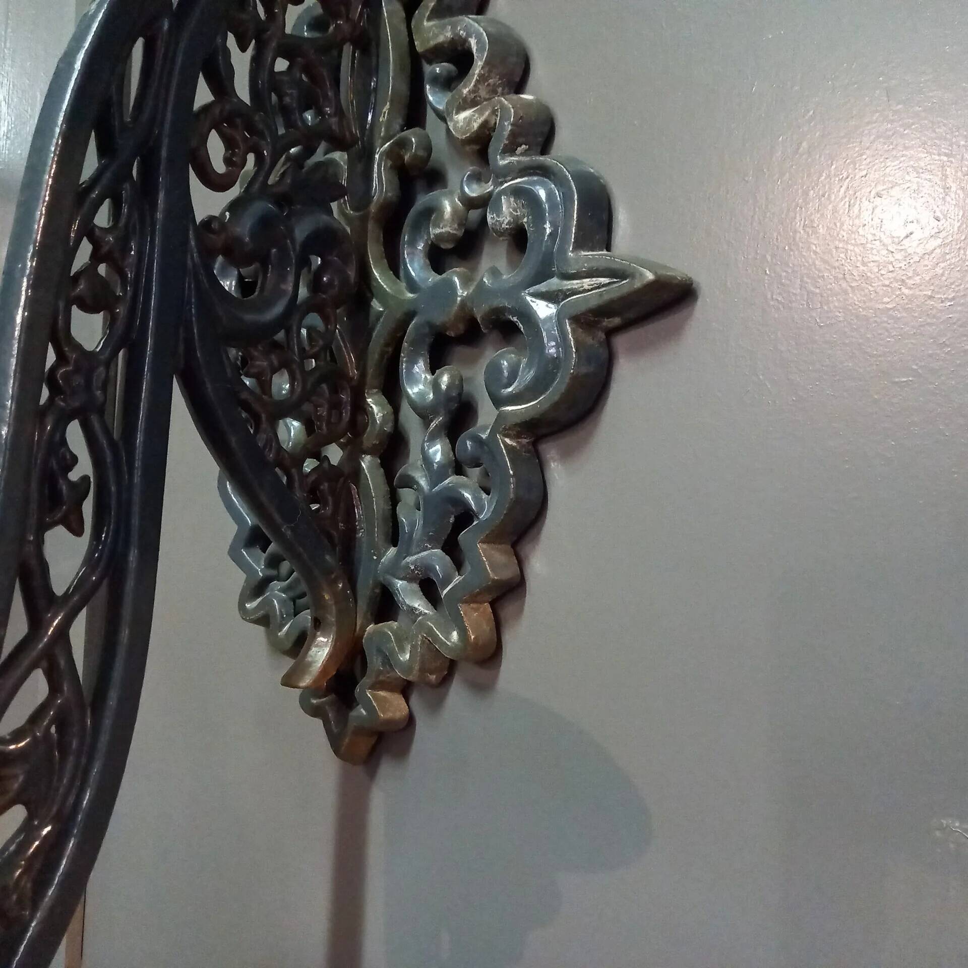 Set of antique neo-Gothic cast iron wall sconces