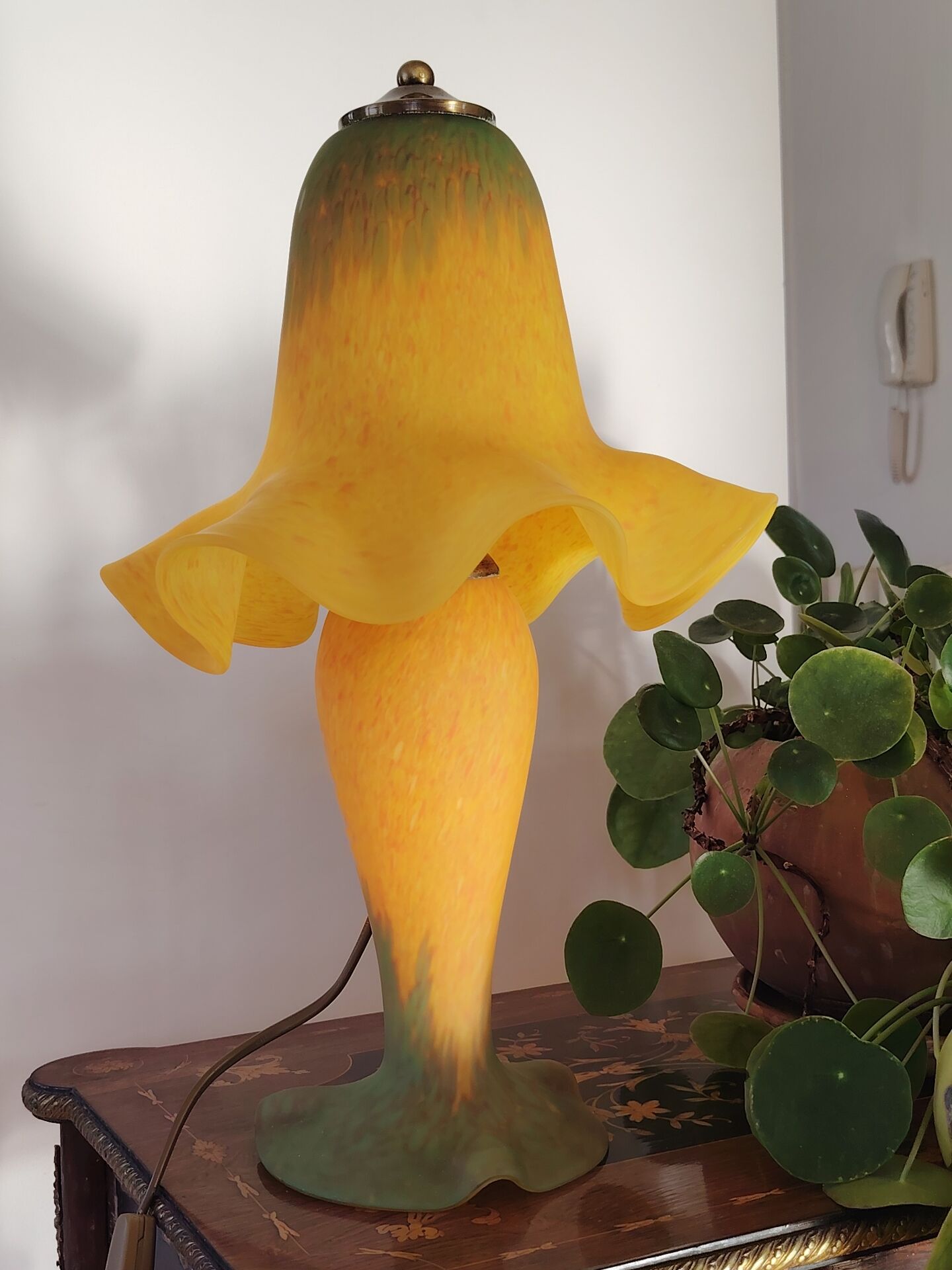 Yellow glass paste mushroom lamp, Art Nouveau style, V. Gifts