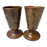 Pair of Mazagran mugs in pyrite stoneware