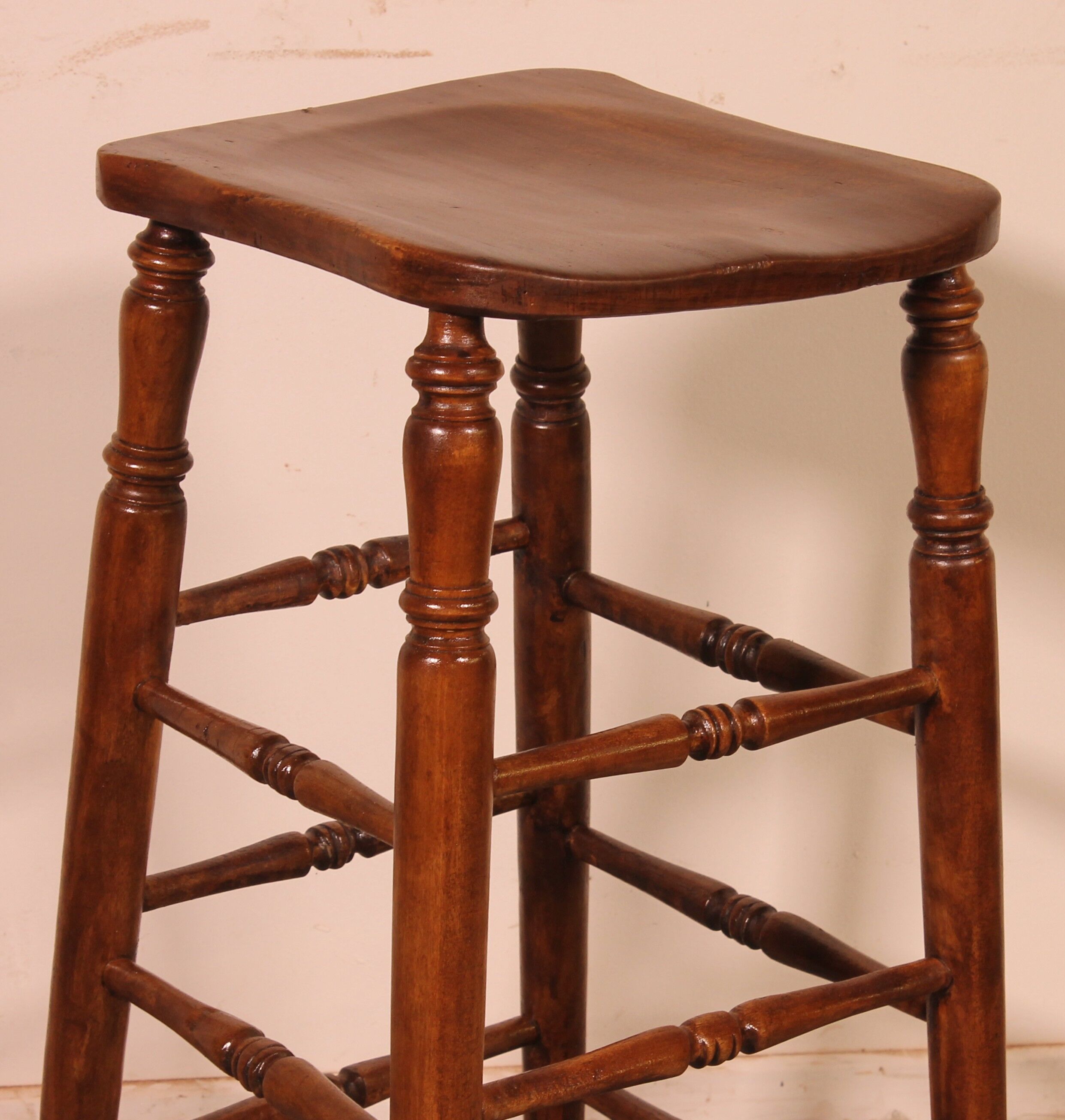 19th-century elm bar stool