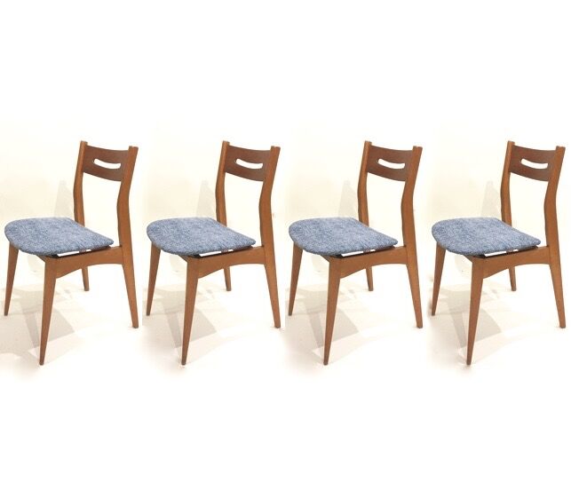 Series of 4 Scandinavian chairs reupholstered
