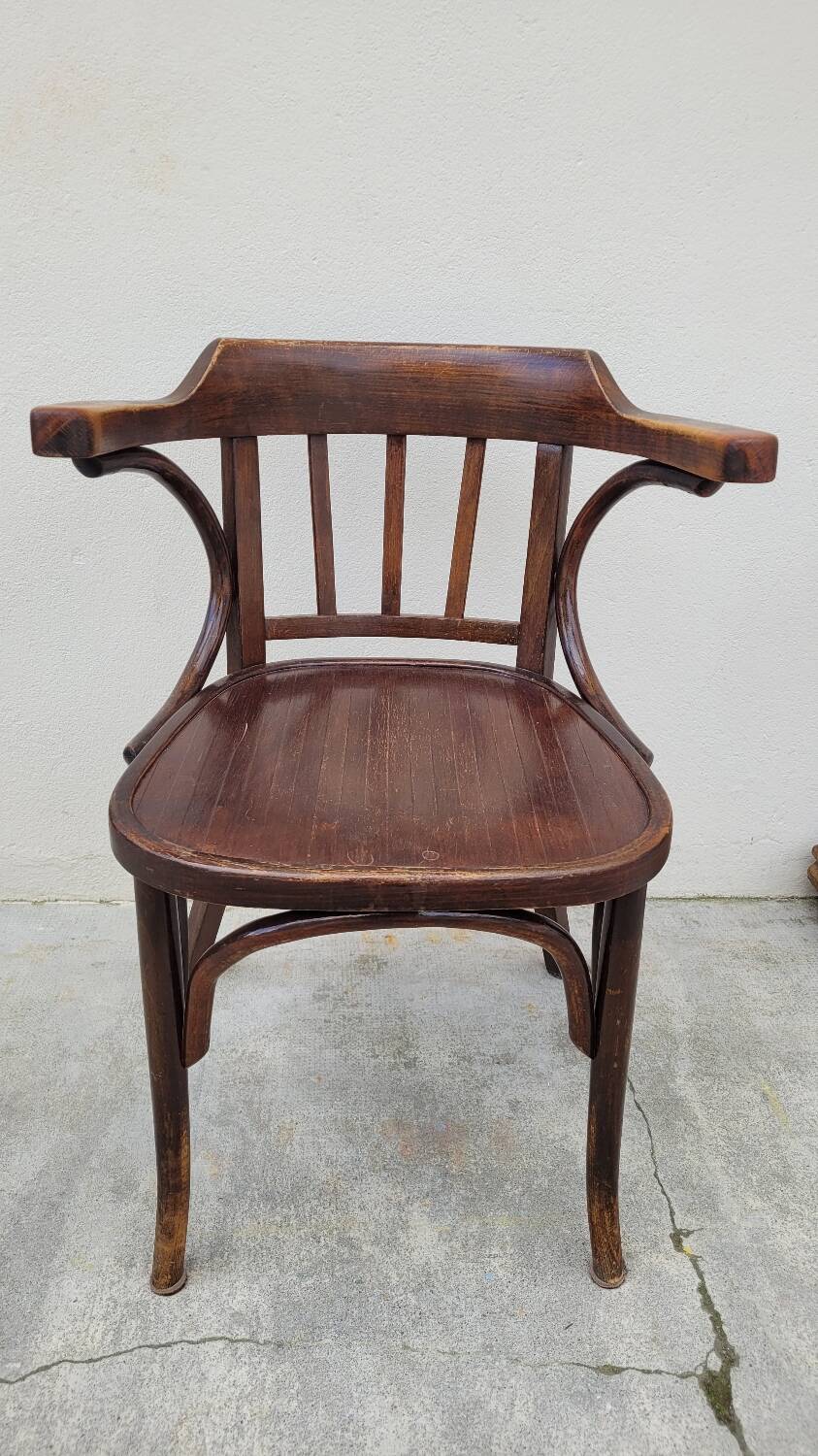 Office chair signed Baumann bistro style curved wood - 1930s