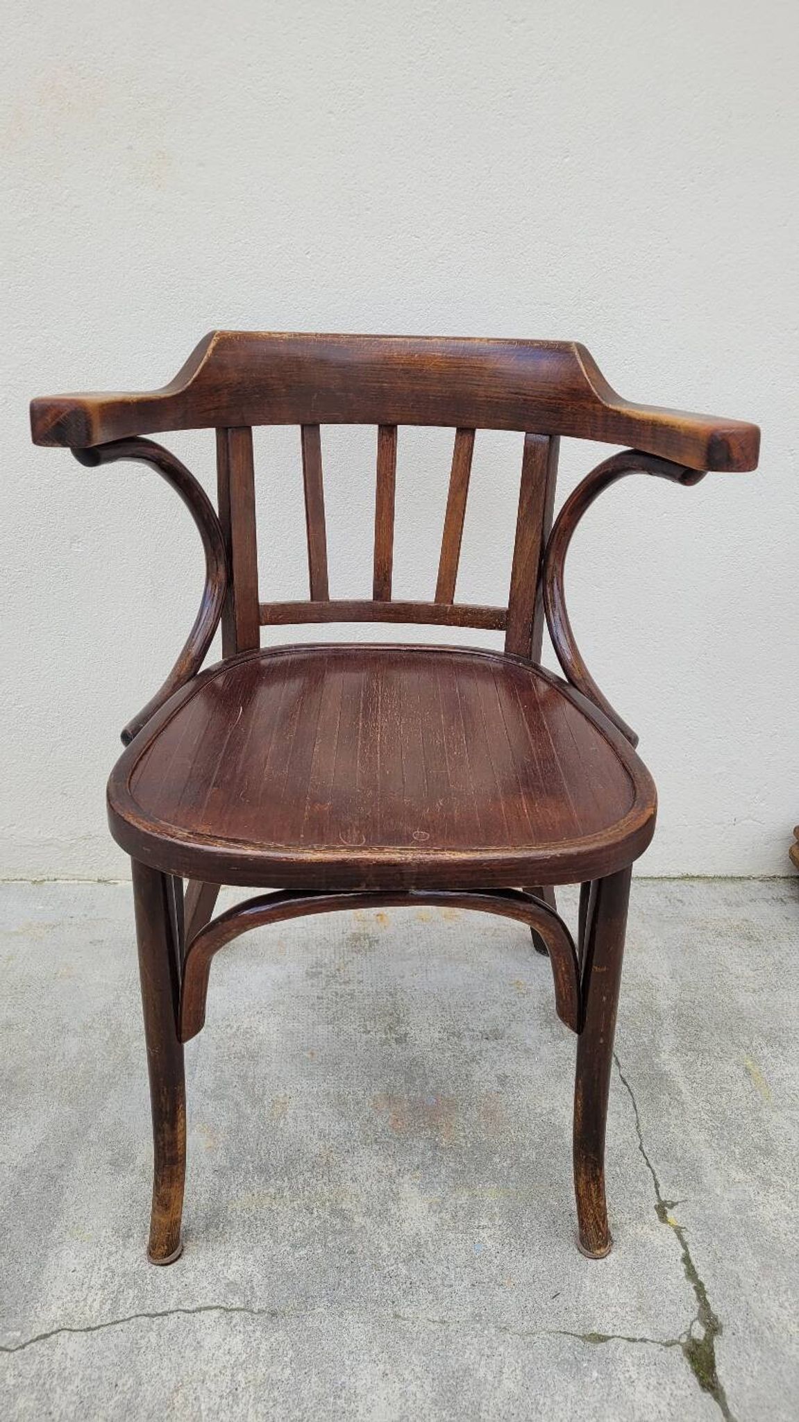 Office chair signed Baumann bistro style curved wood - 1930s