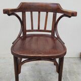 Office chair signed Baumann bistro style curved wood - 1930s