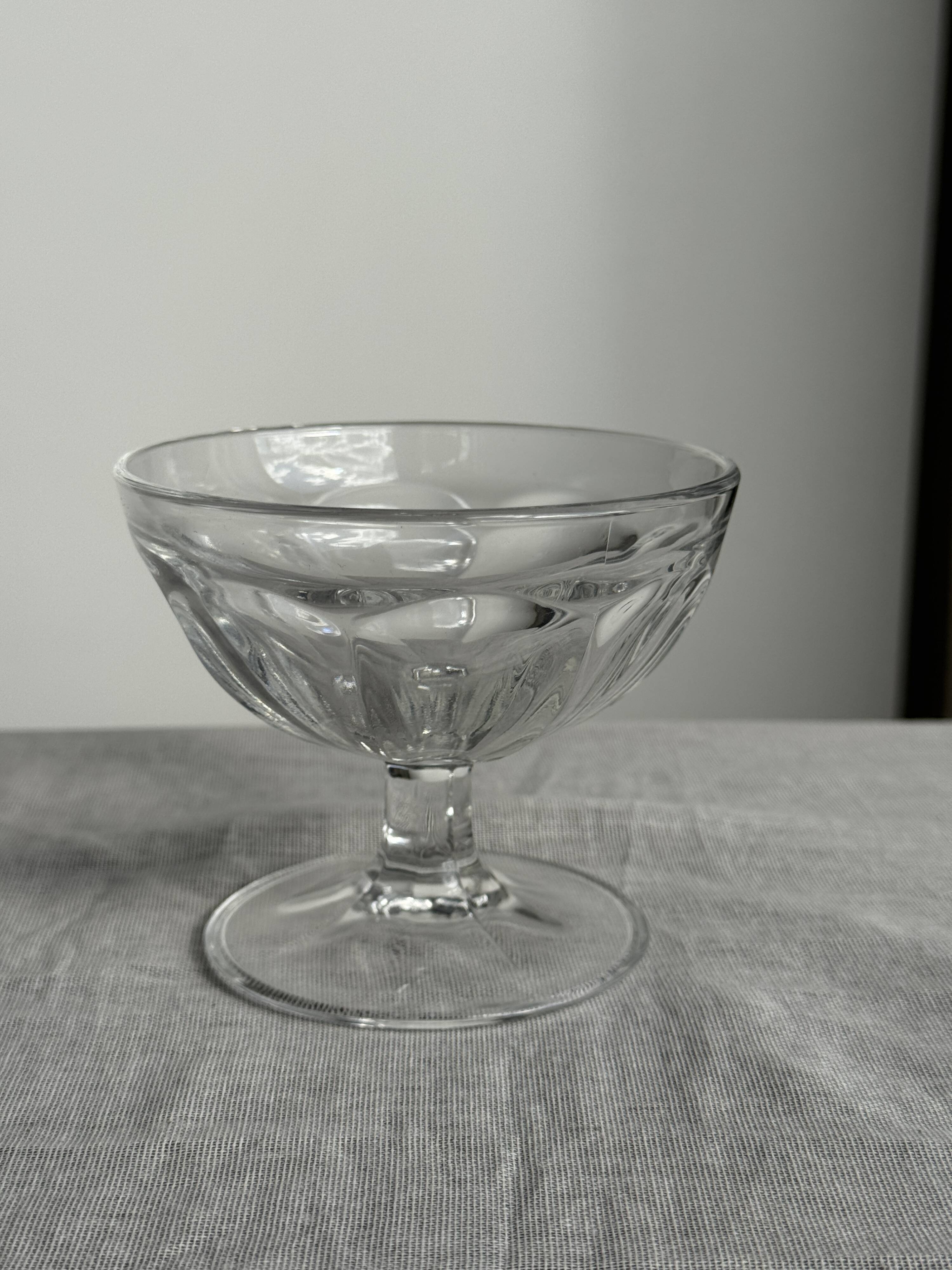 Set of 10 small vintage glass ice cream bowls.