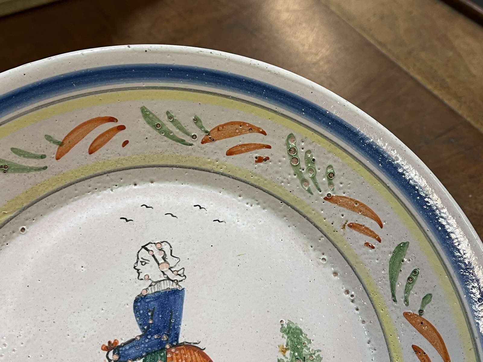 Pair of HB Quimper earthenware plates from the 1920s