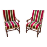 Pair of large Louis XIII style walnut armchairs from the 19th century