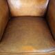 Set of 2 beautiful and correct sheep leather wingback armchairs with fixed seat cushions