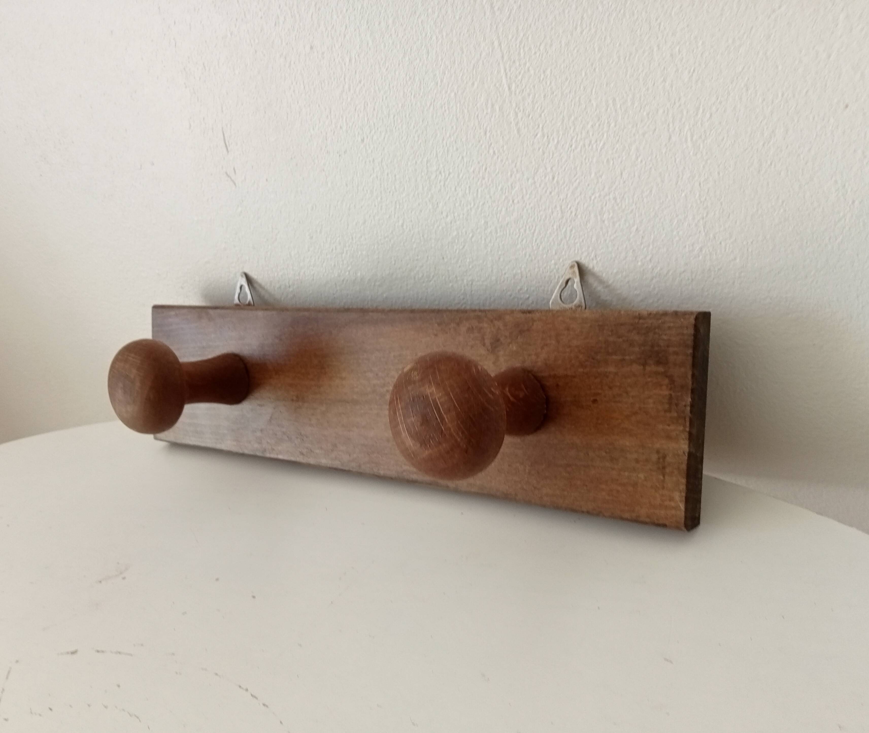 Vintage wooden wall coat rack