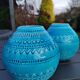 Pair of vases shaped ball stylish Asian. Glazed ceramic