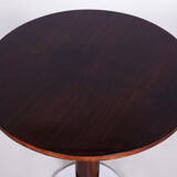 Art deco walnut chrome round table Jindrich Halabala 1930s Czechia