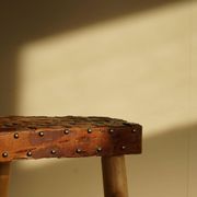 Modern Danish handmade organic wood tripod stool Wabi Sabi, 1960s