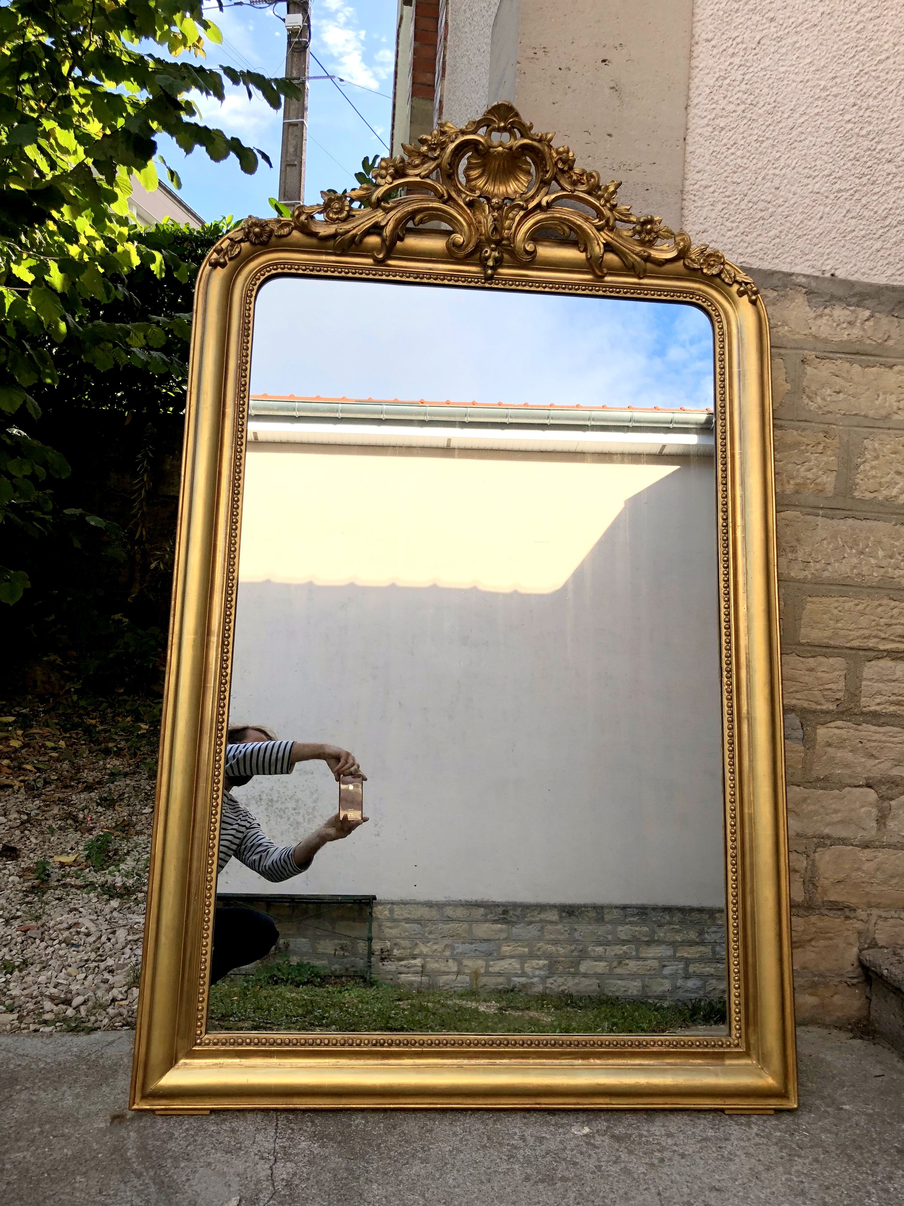 Mirror high 171 cm / 107 cm large mirror louis Philippe Golden has the sheet d gold