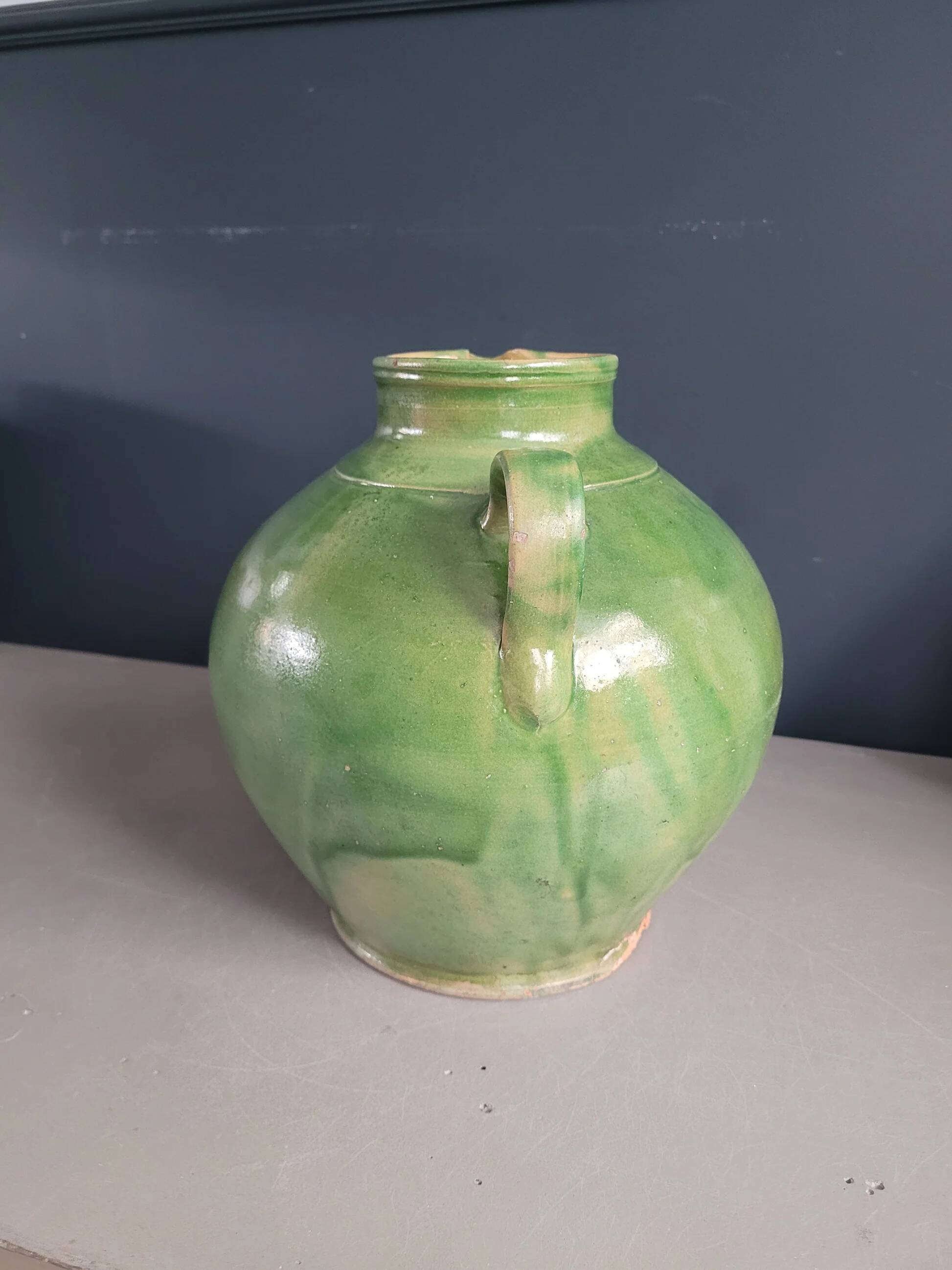 Green glazed terracotta jar