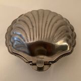 Vintage silver metal shell butter dish