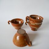 Set of 5 glazed stoneware tea cups 1970