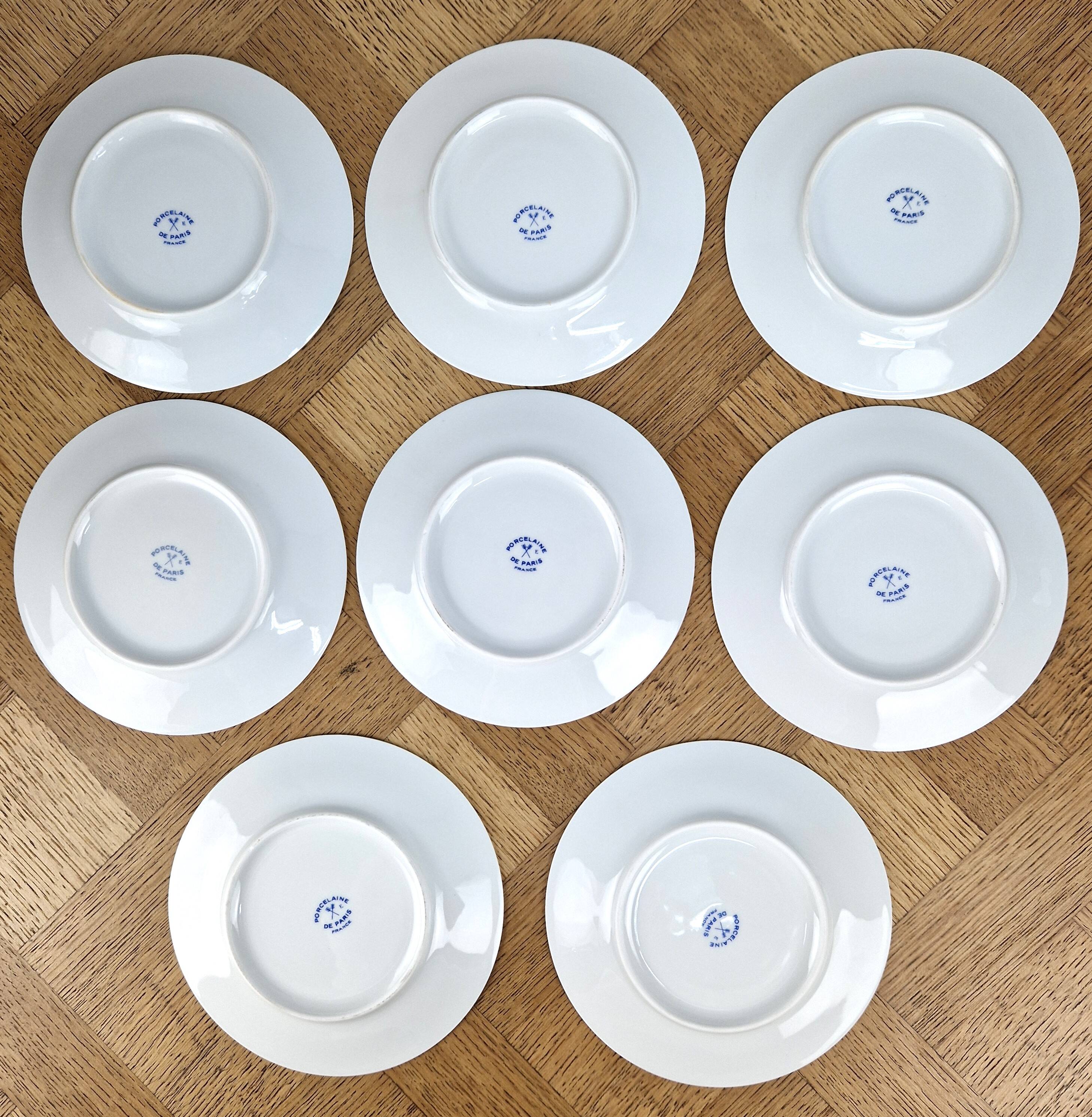 Set of 8 Antique Dessert Plates in Paris Porcelain – Tableware V