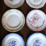 6 mismatched flat plates Fontanges Marsac Longwy Digoin