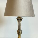 Solid brass lamp and vintage fabric