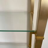 Bookcase in gilded metal and glass, Pierre Vandel Paris, circa 70