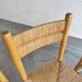 Lot 4 seated wooden chairs and straw backrest