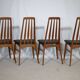 Eva Dining Chairs in Teak by Niels Koefoed for Hornslet, Leather, Set of 4
