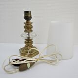 Lampe bronze doré cristal et opaline style néo classique vintage