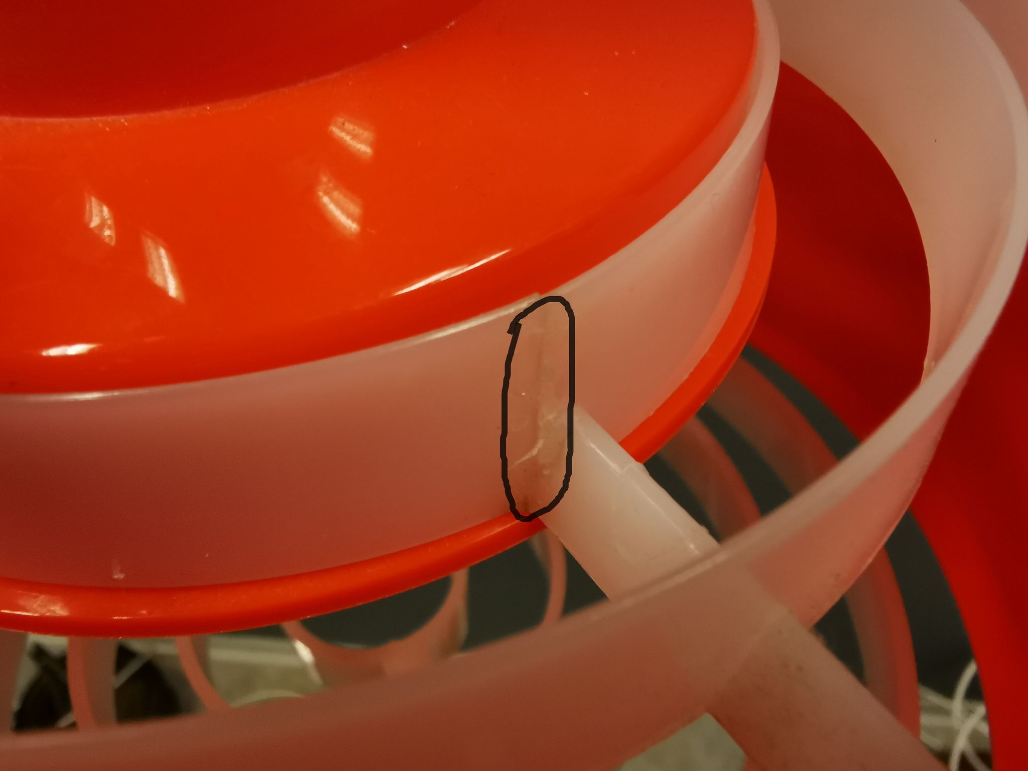 Hanging lamp, designed by Bent Karlby for Schrøder Kemi Denmark 1970s. Made of orange ABS plastic