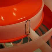 Hanging lamp, designed by Bent Karlby for Schrøder Kemi Denmark 1970s. Made of orange ABS plastic