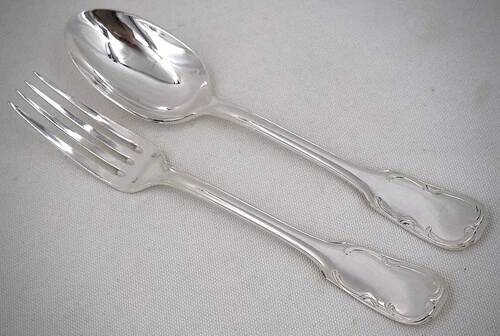 12 dessert spoons, 24 pieces, Louis XV style, 18.5 cm silver-plated metal.