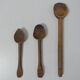 3 old small wooden spoons carved folk art