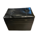 Vinyl storage chest pouf 1970