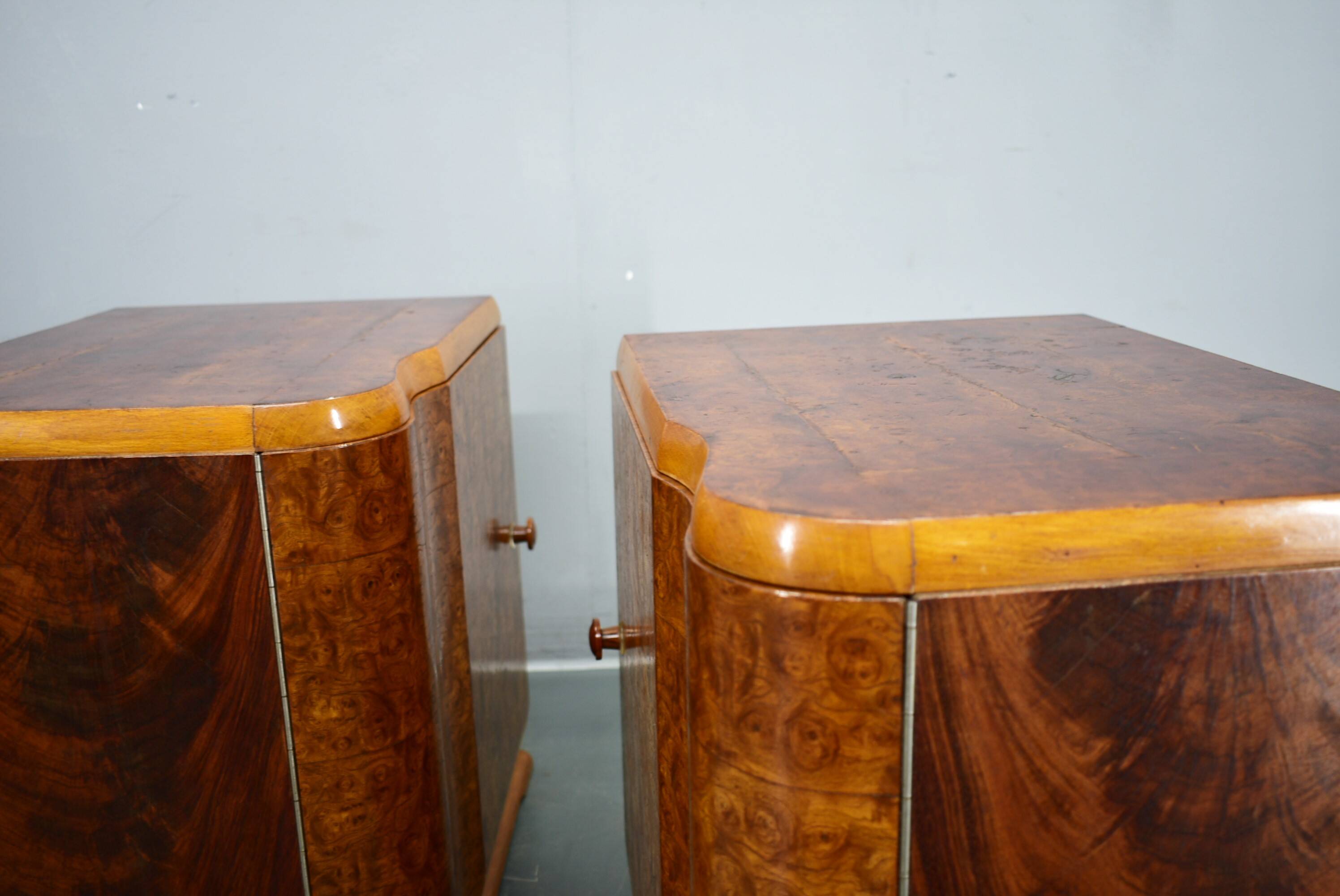 1939s pair of art deco bedside tables, Czechoslovakia