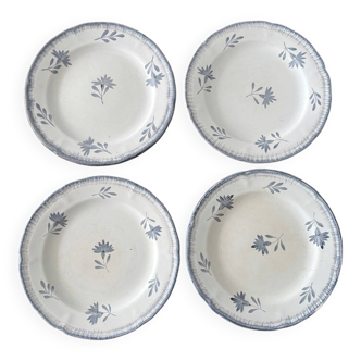 Set of 4 hand-painted dessert plates from Niderviller – Earthenware v
